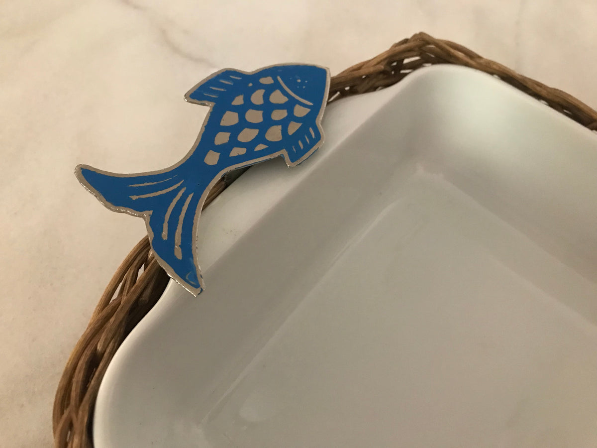 Set of 3 Rivage - Porcelain Bamboo Plates with 4 Elegant Summer Napkin Rings