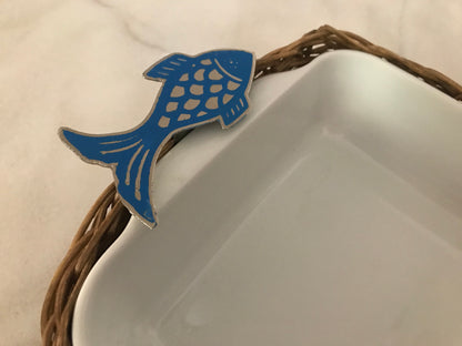 Set of 3 Rivage - Porcelain Bamboo Plates with 4 Elegant Summer Napkin Rings