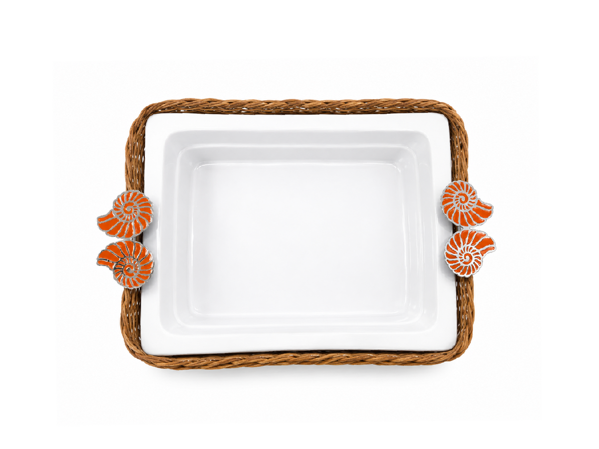 Orange Twins Snail Deep Rectangular Porcelain Bamboo