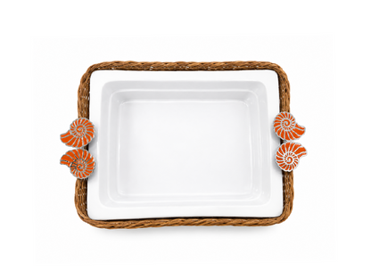 Orange Twins Snail Deep Rectangular Porcelain Bamboo