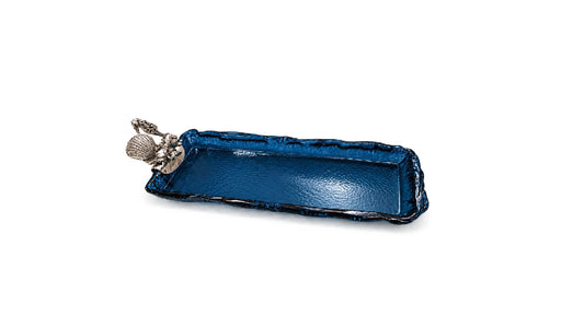 Blue Glass Rectangular Bowl - Summer Sea Shapes