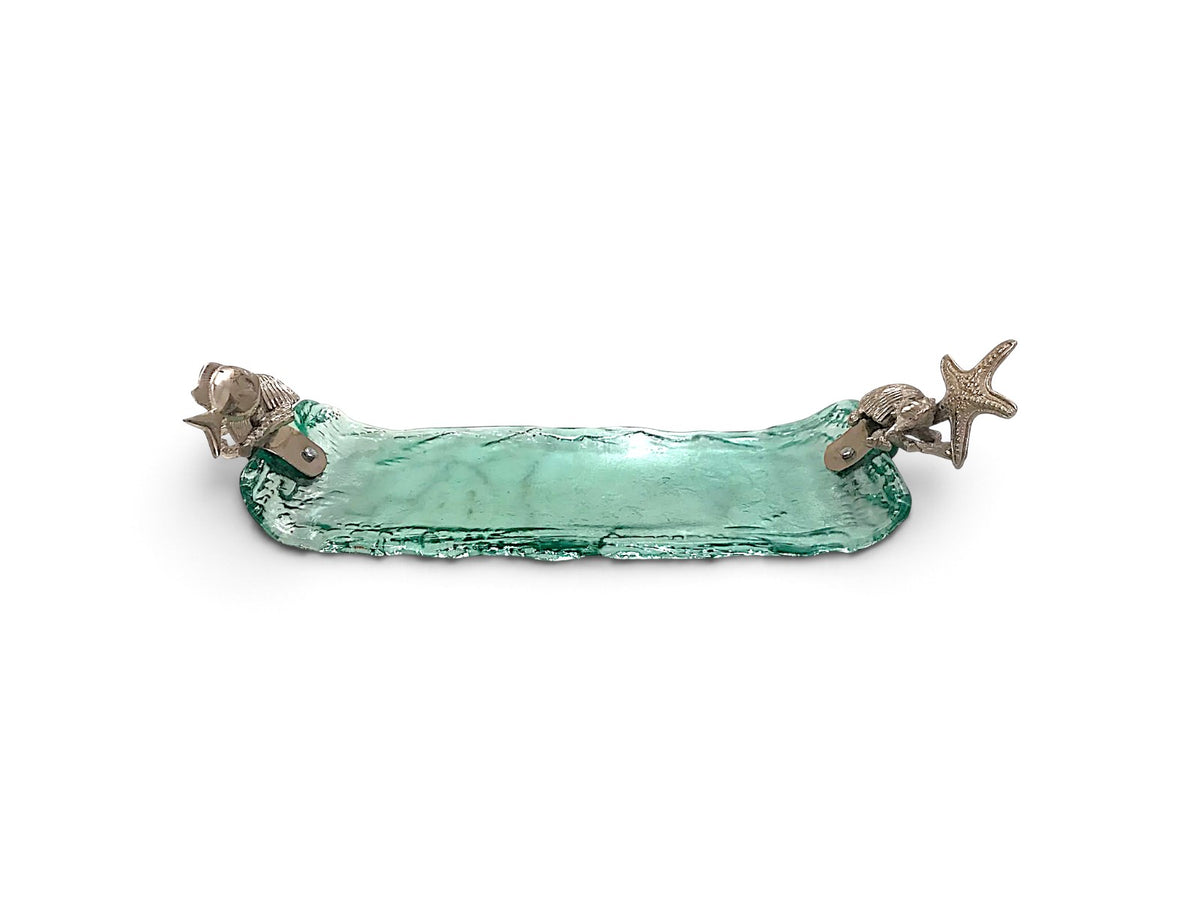 Transparent Glass Rectangular Bowl - Summer Sea Shapes