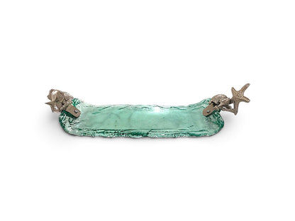 Transparent Glass Rectangular Bowl - Summer Sea Shapes