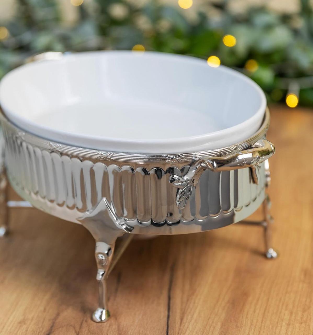 Chafing Dish Oval Porcelain with Candles - English Model
