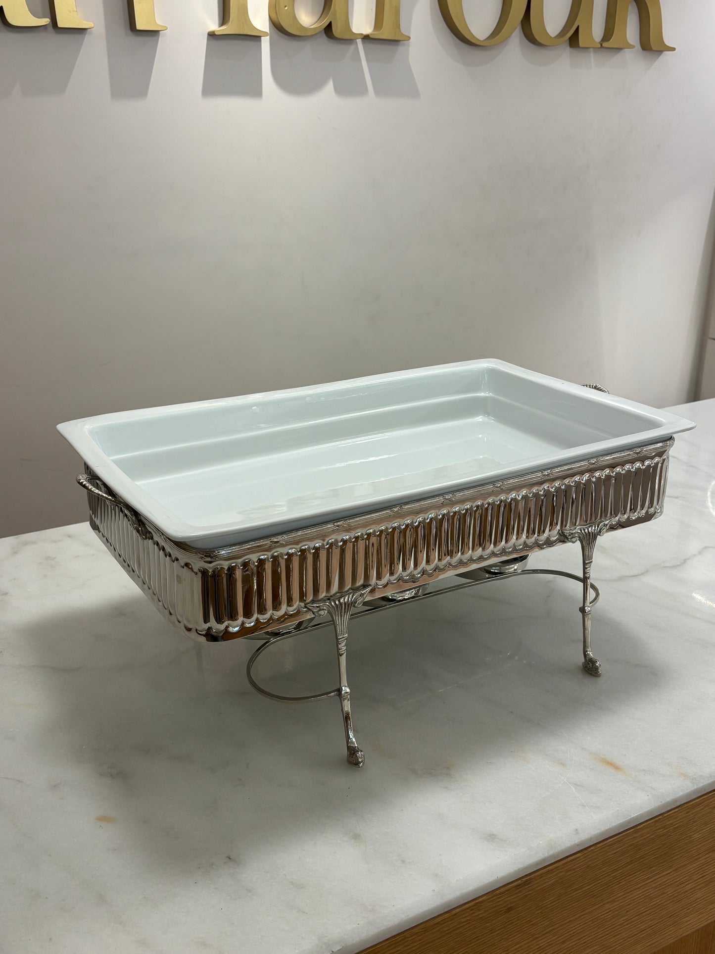 Chafing Dish Porcelain With Candles - English Model