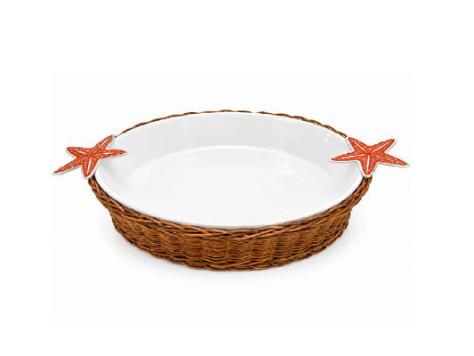 Orange Star Oval Porcelain Bamboo - Sea Shapes Clips