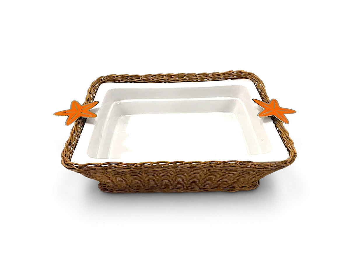 Orange Star Deep Rectangular Porcelain Bamboo