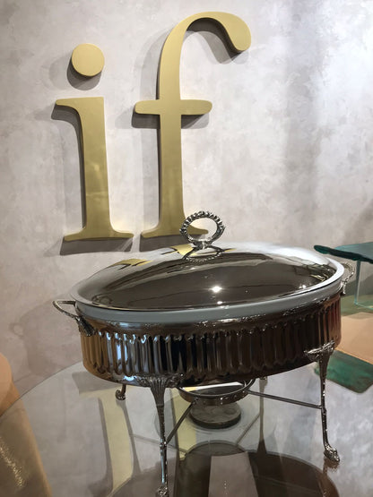 Chafing Dish Oval Porcelain with Candles - English Model