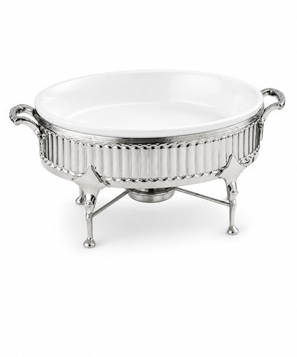 Chafing Dish Oval Porcelain with Candles - English Model