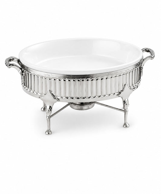 Chafing Dish Oval Porcelain with Candles - English Model