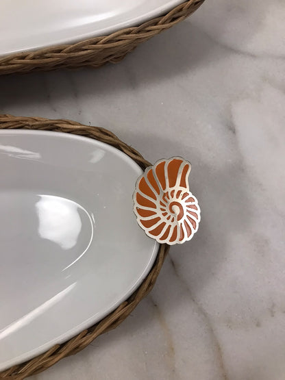 Set of 3 Rivage - Porcelain Bamboo Plates with 4 Elegant Summer Napkin Rings