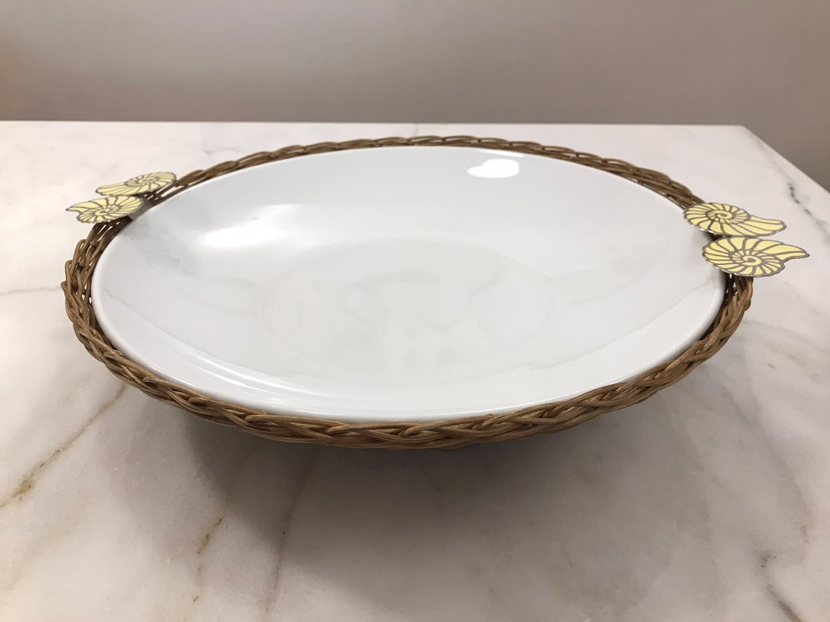 Beige Twins Snail Deep Round Porcelain Bamboo