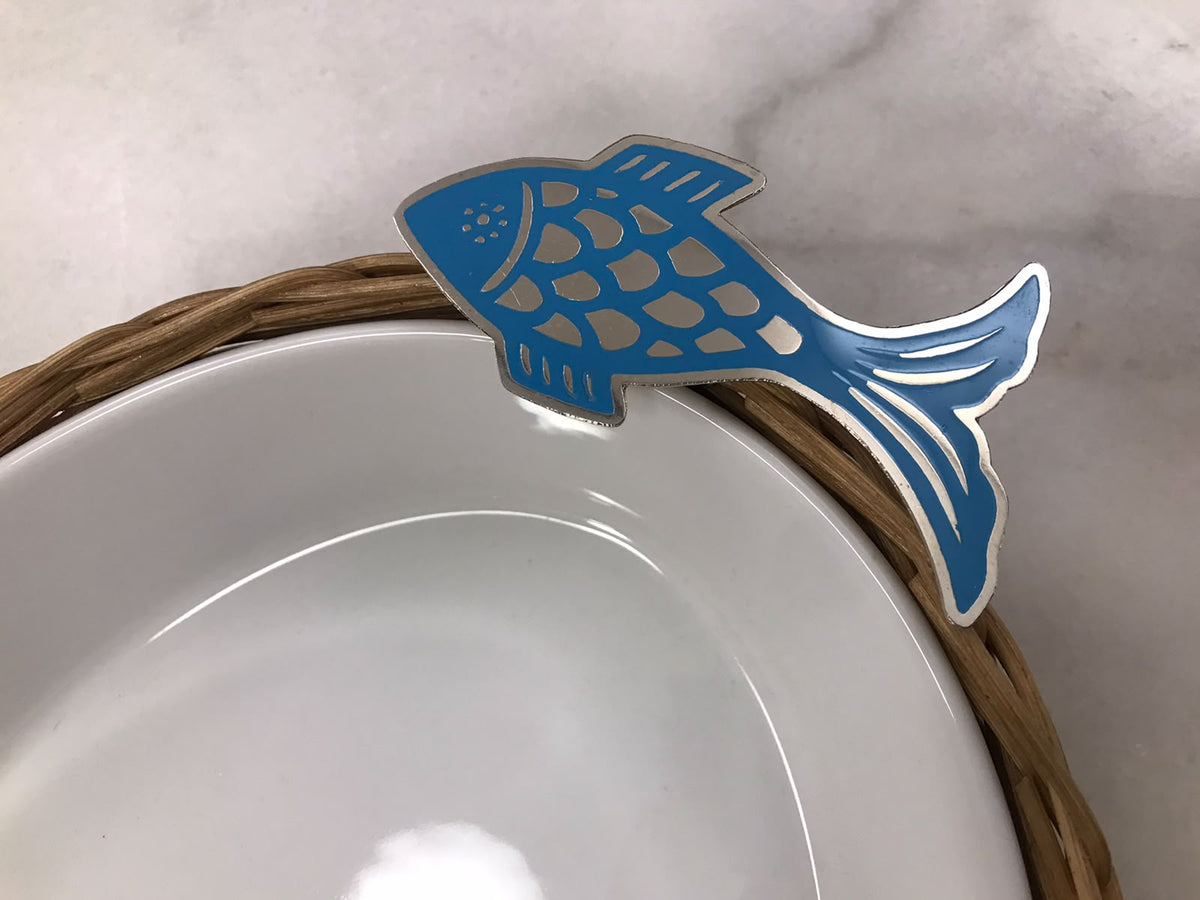 Blue Fish Oval Porcelain Bamboo