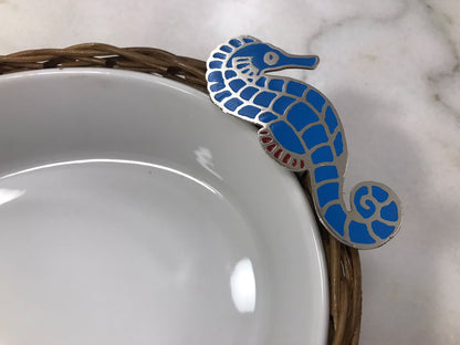 Blue Sea-Horse Oval Porcelain Bamboo