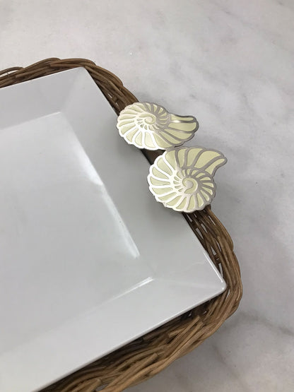 Yellow Twins Snail Flat Rectangular Porcelain Bamboo