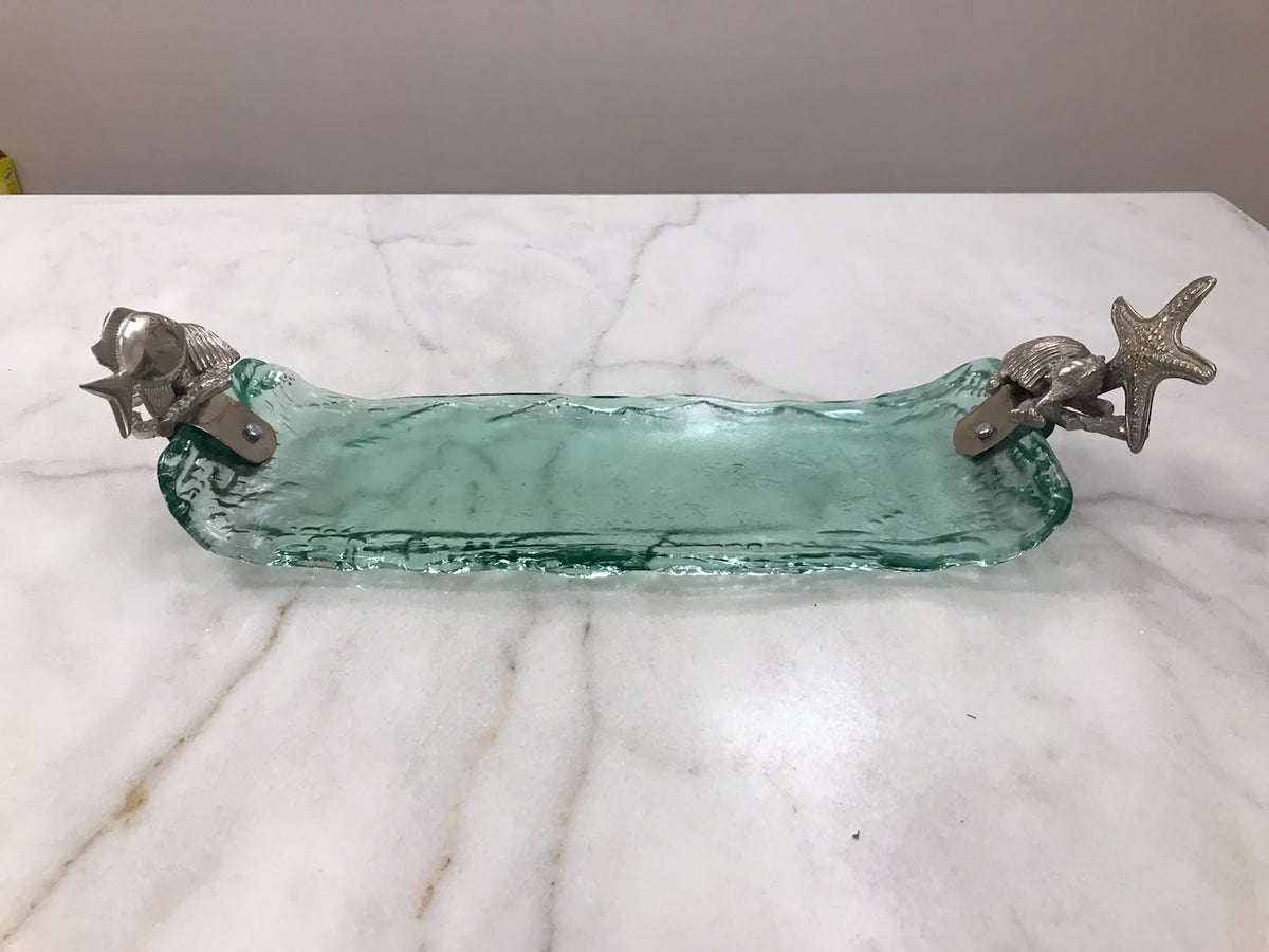 Transparent Glass Rectangular Bowl - Summer Sea Shapes