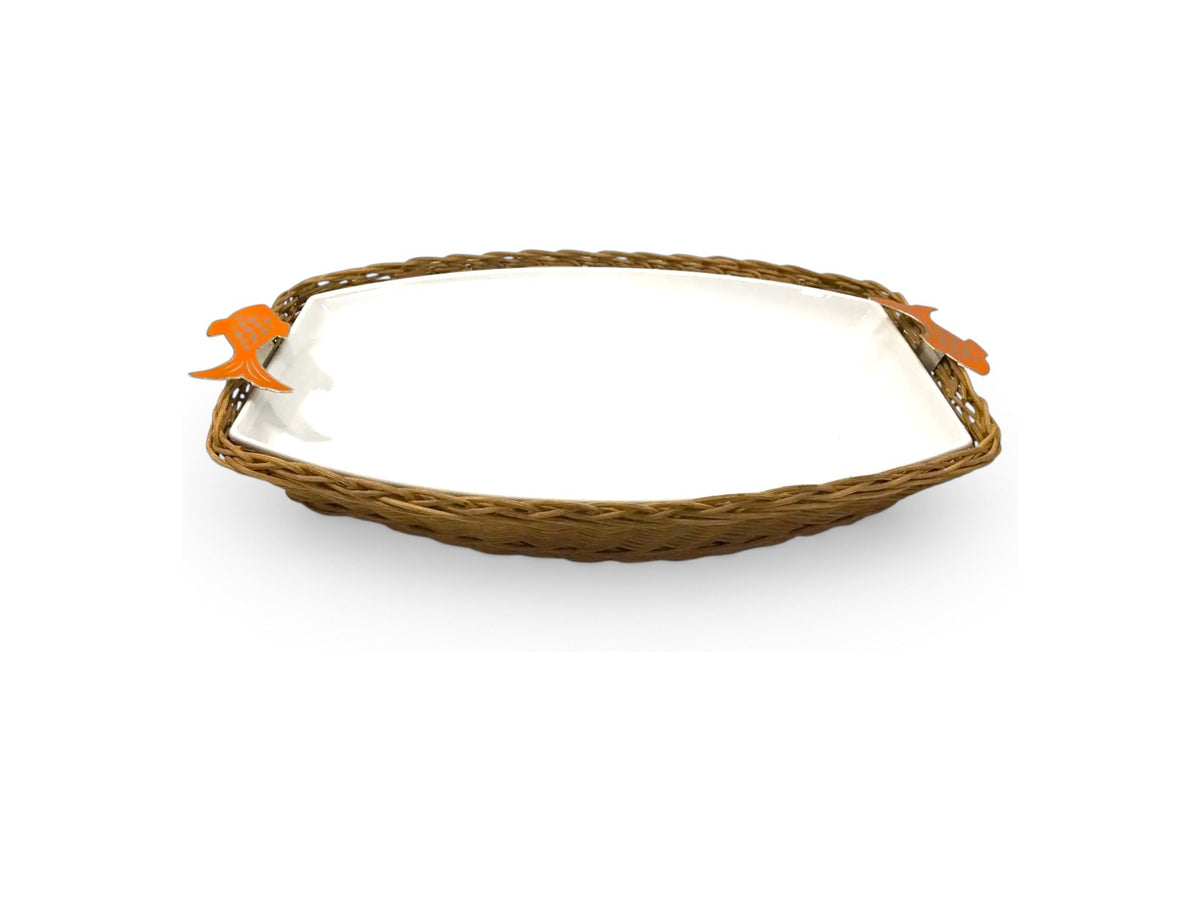 Orange Fish Oval Porcelain Bamboo