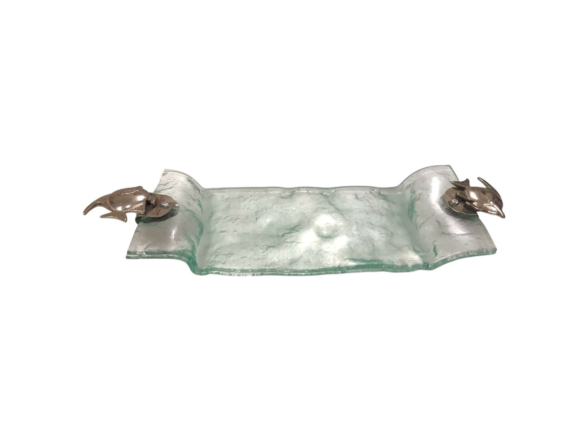 Transparent Glass Rectangular Bowl - Summer Sea Shapes