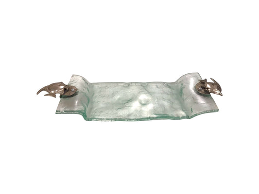 Transparent Glass Rectangular Bowl - Summer Sea Shapes